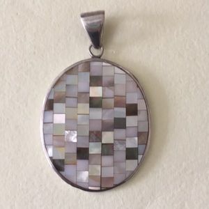 Sterling silver bold pendant mother of pearl